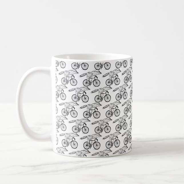 Mug Impression d'art du renard fantaisiste à bicyclett (Gauche)