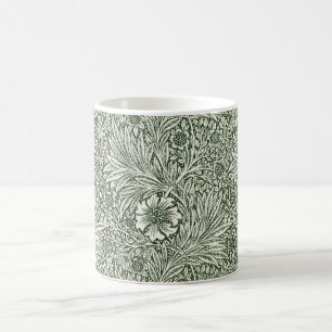 Mug Impression d'art floral vert souci de William Morr