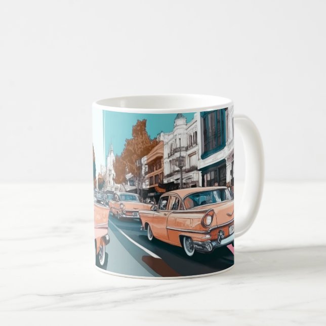 Mug Impression d'art mural de voitures américaines cla (Devant droit)