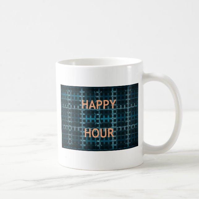 Mug Impression d'art vectoriel bleu avec texte Happy H (Droite)