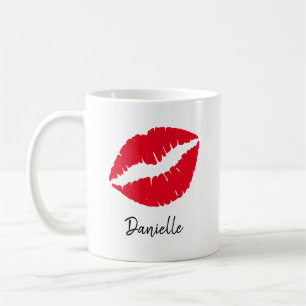 Mug Impression de baiser avec rouge à lèvres rouge per