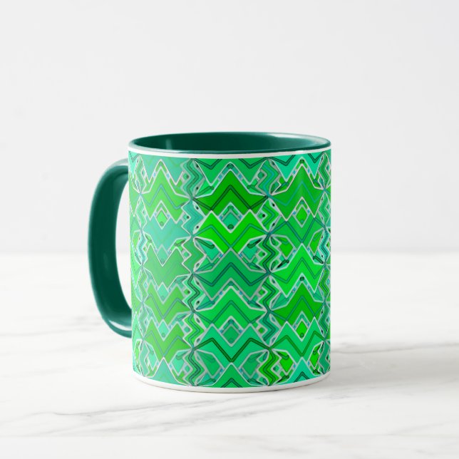 Mug Impression de batik tribal, vert jade et vert citr (Devant gauche)