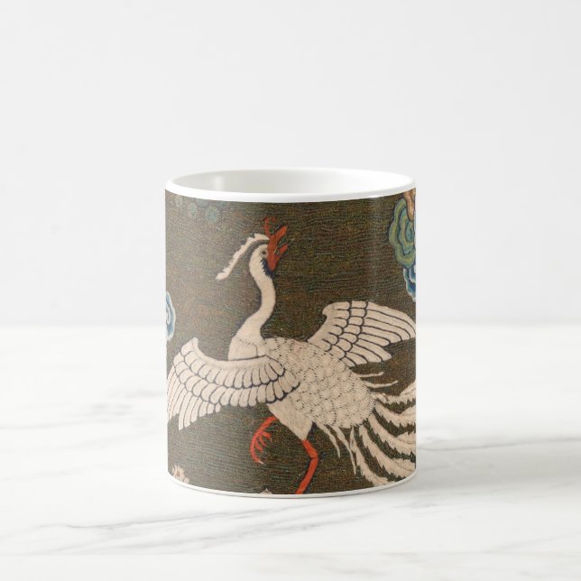 Mug Impression de broderie en soie blanche antique chi (Centre)