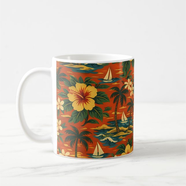 Mug Impression de chemise hawaïenne vibrante du milieu (Gauche)