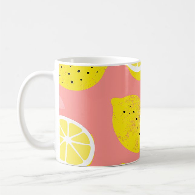 Mug Impression de citron, motif d'été brillant et tran (Gauche)