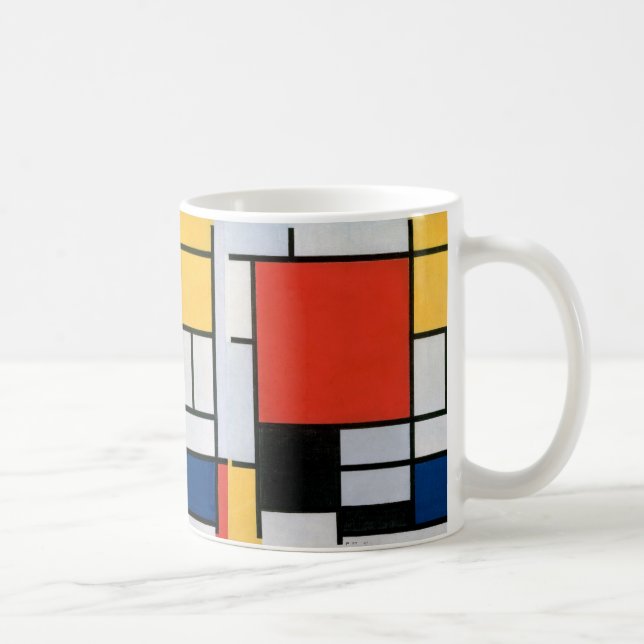 Mug Impression de composition de Piet Mondrian rouge j (Droite)