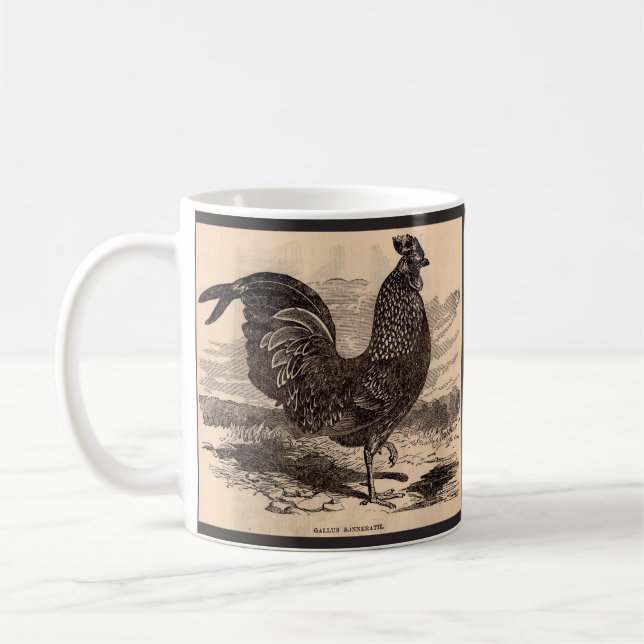 Mug Impression de coq Gallus Sonneratii du 19e siècle (Gauche)