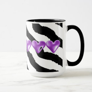 Mug Impression de fourrure Zebra avec les coeurs