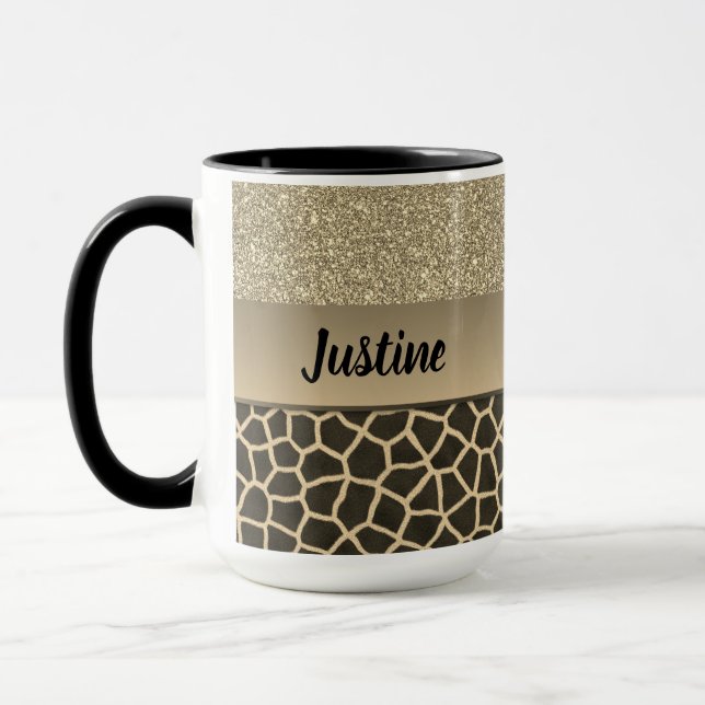Mug Impression de girafe en or (Gauche)