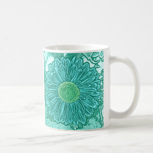 Mug Impression de Marguerite Gerbera - nuances d'aqua