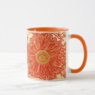 Mug Impression de Marguerite Gerbera - orange safran