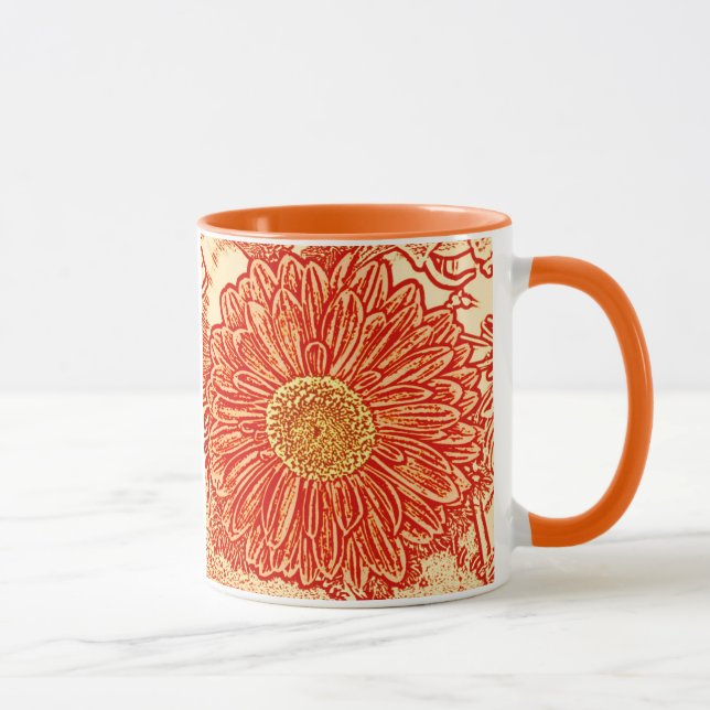 Mug Impression de Marguerite Gerbera - orange safran (Droite)