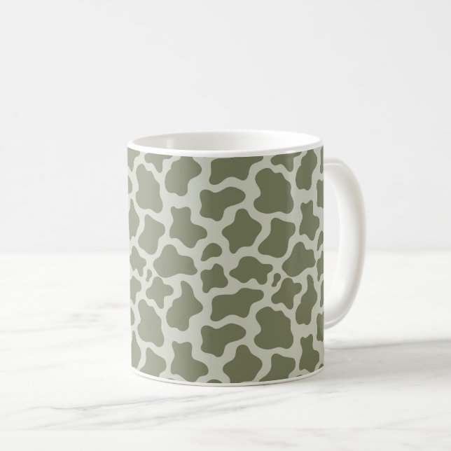 Mug Impression de vache verte Sage (Devant droit)