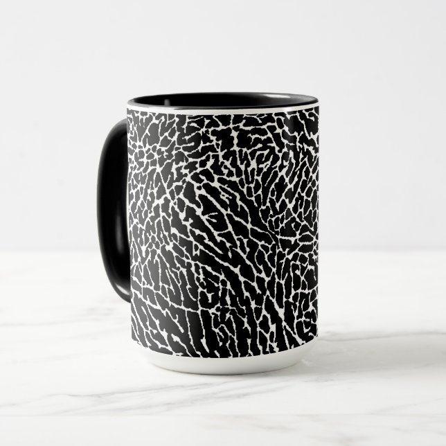 Mug Impression d'éléphant noir et blanc (Devant gauche)