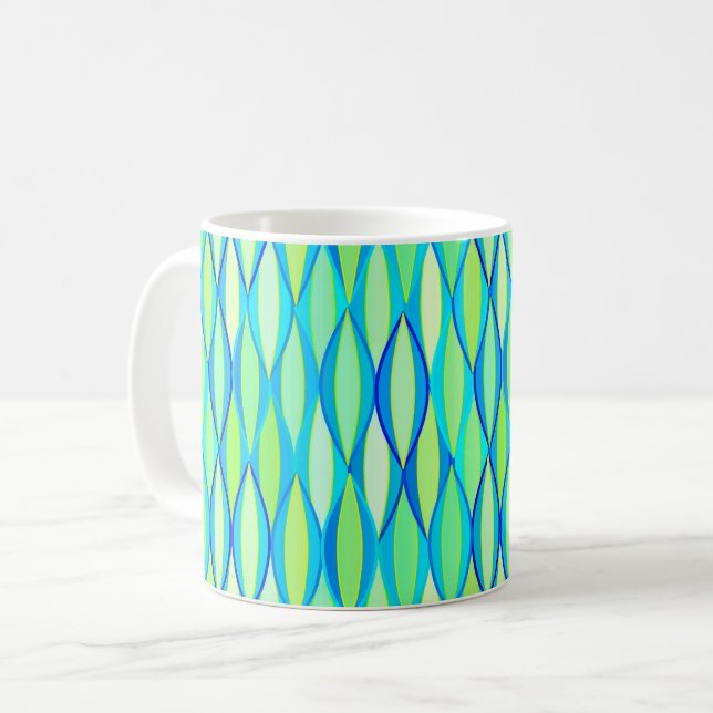 Mug Impression du ruban du milieu du siècle - turquois (Devant gauche)