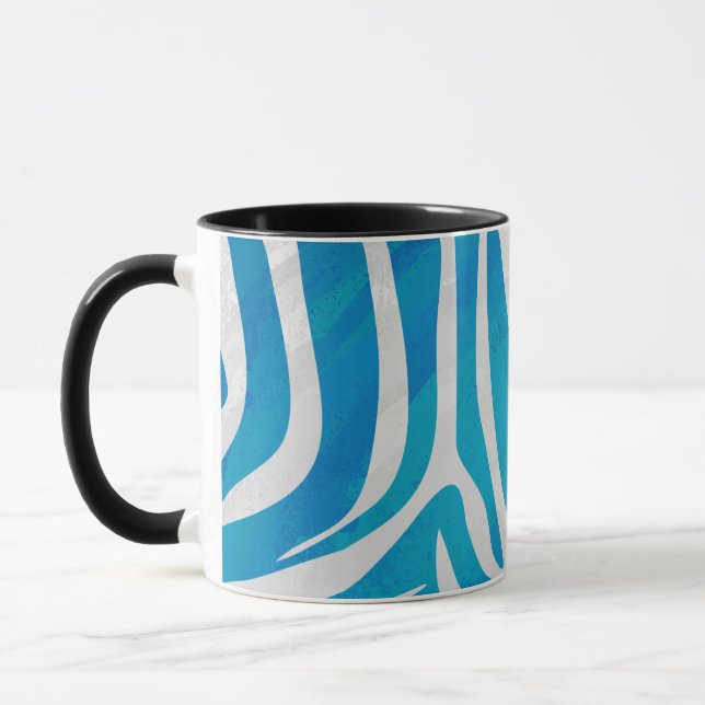 Mug Impression en bleu et blanc Zebra (Gauche)