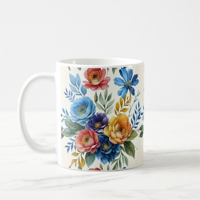 Mug Impression florale d'aquarelle de printemps (Gauche)