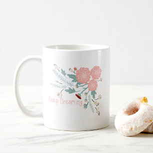 Mug Impression Florale Décorée Rose Cute Avec Citation