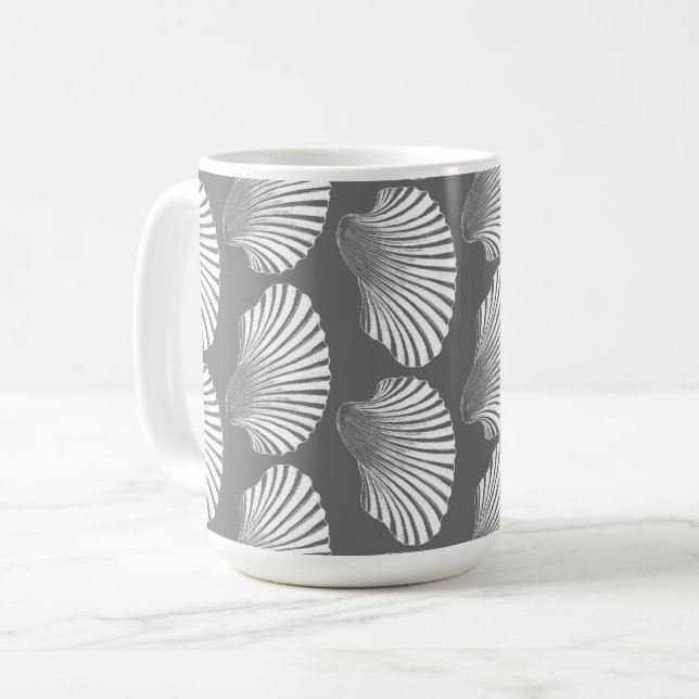 Mug Impression, gris et blanc des blocs de coquilles d (Devant gauche)