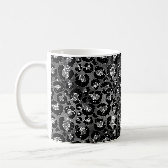 Mug Impression léopard guépard noir argent gris (Gauche)