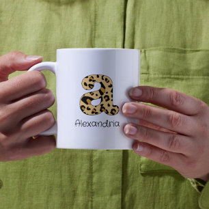 Mug Impression léopard initiale a minuscule et nom