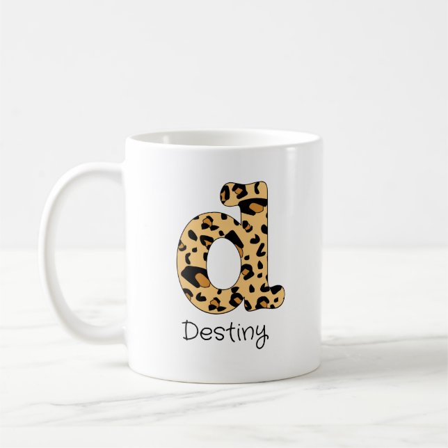 Mug Impression léopard initiale minuscule d et nom (Gauche)