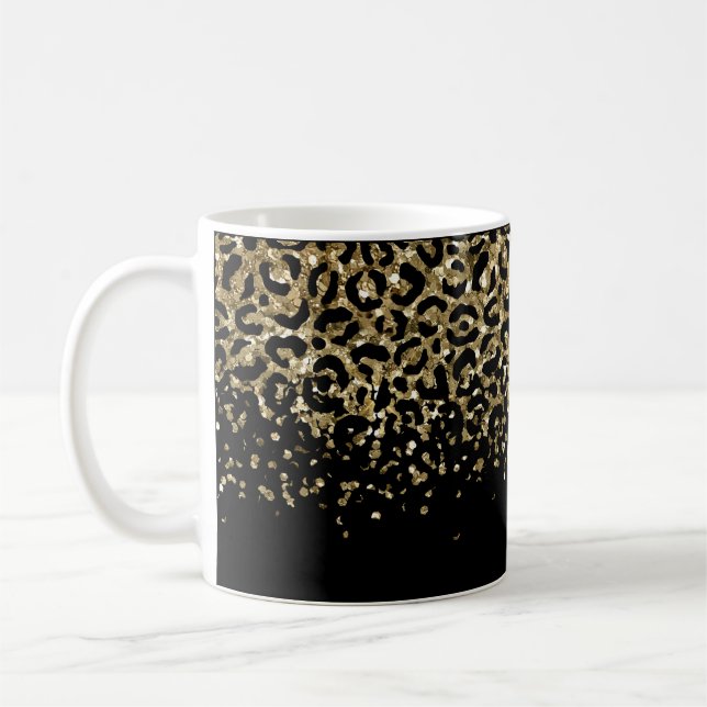 Mug Impression léopard or noir paillettes Superpositio (Gauche)