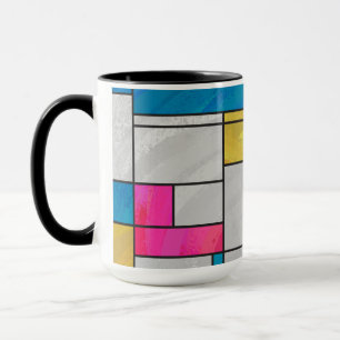 Mug Impression Mondrial jaune rose