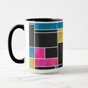 Mug Impression noir rose bleu monochrome