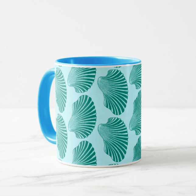 Mug Impression, turquoise et aqua à coque de pétoncle (Devant gauche)