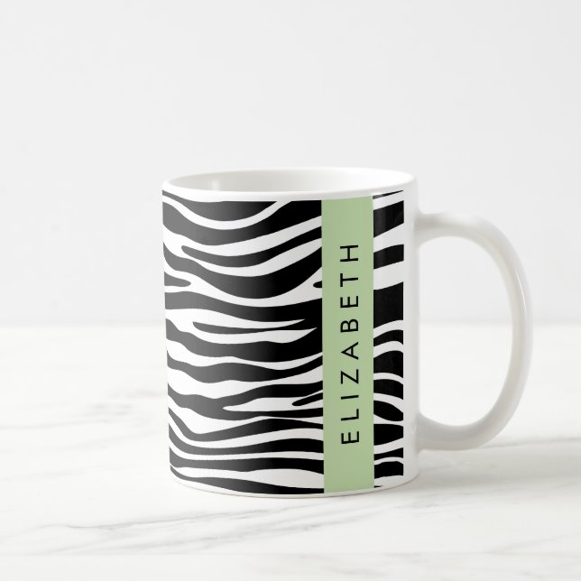 Mug Impression Zèbre, Grilles, Noir Et Blanc, Votre No (Droite)