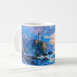 Mug Impressionist Lighthouse by the Sea – Coastal Art 