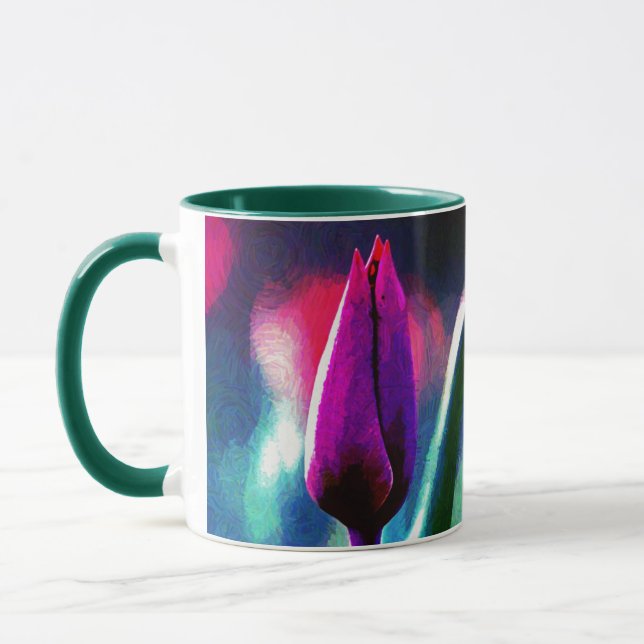 Mug Impressionniste Tulipe pourpre Fleur Fraîche (Gauche)