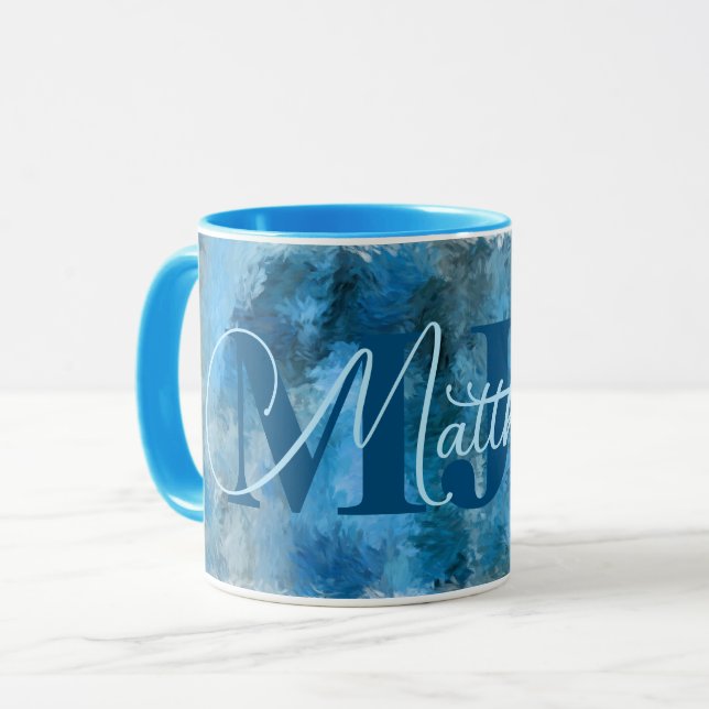 Mug Impressions de blues d'hiver Monogrammes (Devant gauche)