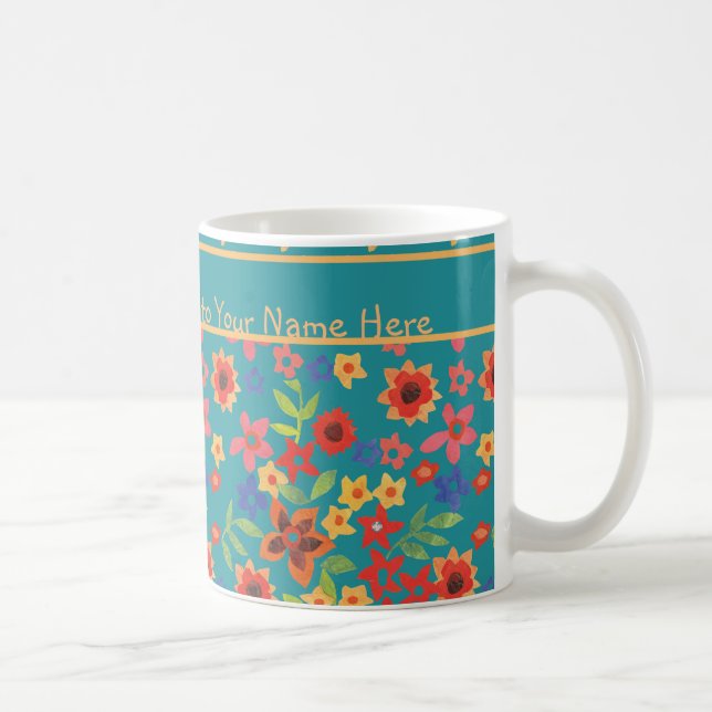 Mug Imprimantes florales rétro sur pâte à café personn (Droite)