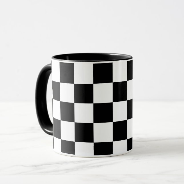 Mug Imprimé à carreaux noir et blanc (Devant gauche)