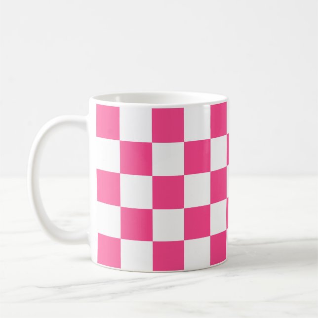 Mug Imprimé à carreaux rose et blanc (Gauche)