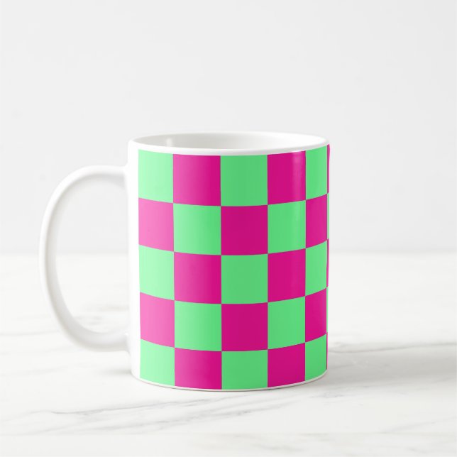 Mug Imprimé à carreaux rose et vert (Gauche)