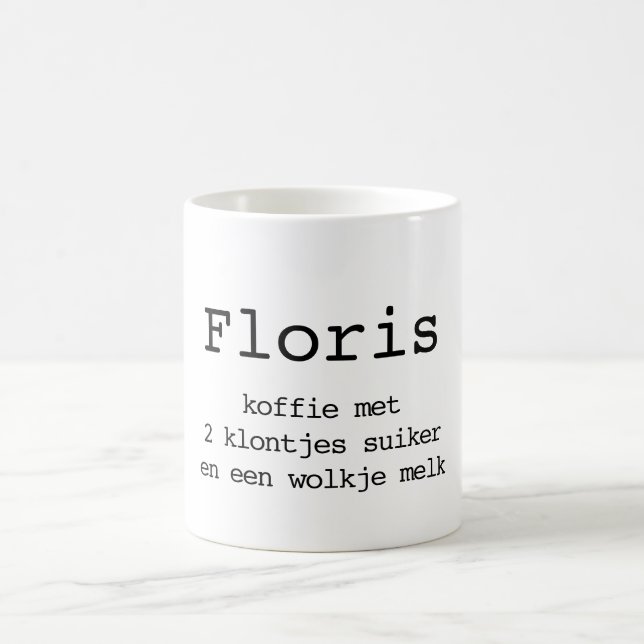 Mug Imprimé avec le nom et les instructions de café (Centre)