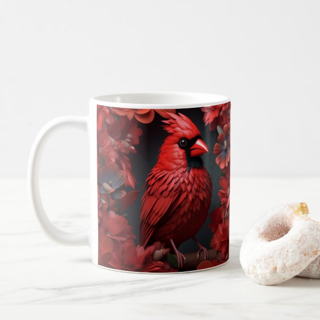 Mug Imprimé Cardinal Red Bird 3D (Avec donut)