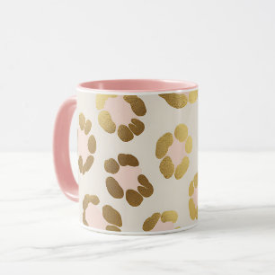 Mug Imprimé chic léopard doré et rose pastel Animal