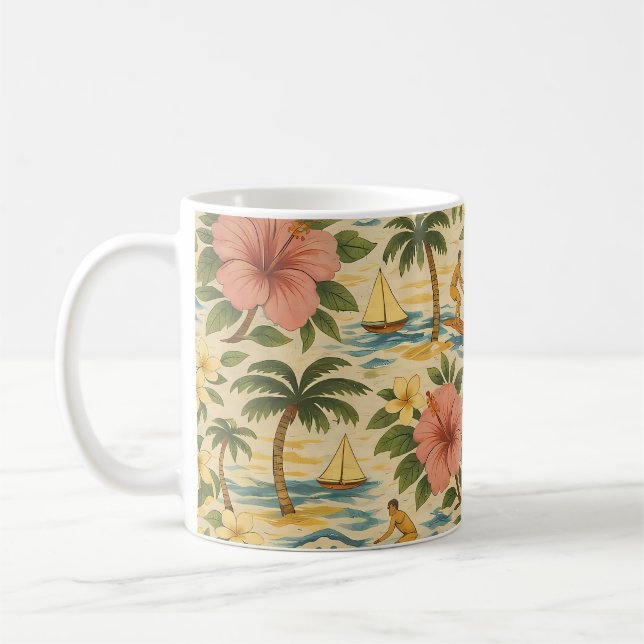 Mug Imprimé de chemise hawaïenne délavé du milieu du s (Gauche)