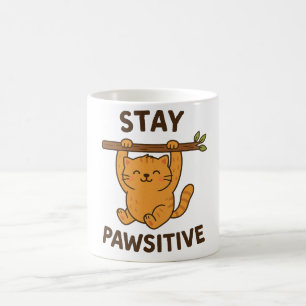 Mug Imprimé de citation inspirante "Restez pawsitif"