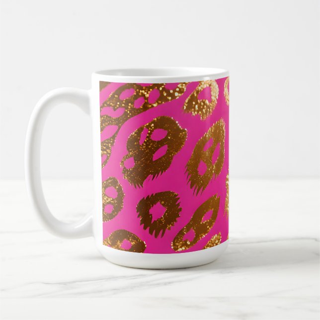 Mug Imprimé Glamour Léopard Or Rose Chaud (Gauche)