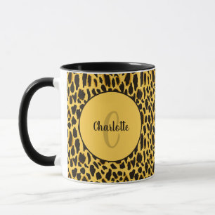 Mug Imprimé guépard léopard jaune et noir personnalisé