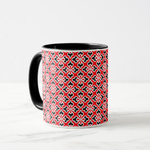 Mug imprimé kimono floral, rouge, noir et blanc