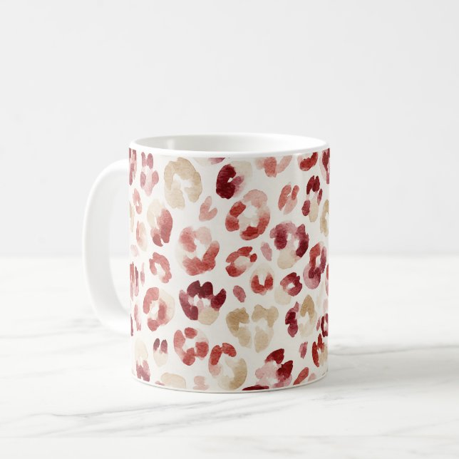 Mug Imprimé léopard crème rouge Bourgogne (Devant gauche)