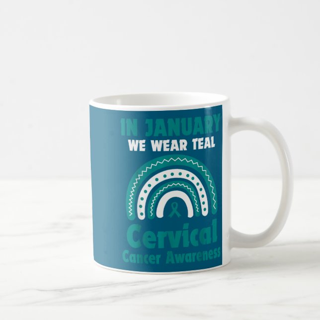 Mug In January We Wear Teal Cervical Cancer Awareness  (Droite)