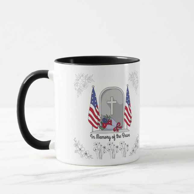 Mug In memory of the brave  black & white (Gauche)