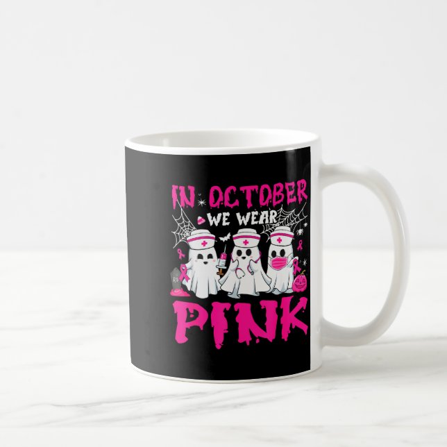 Mug In October We Wear Nk Nurse Ghost Halloween Breast (Droite)